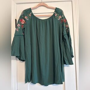 Embroidered Green Women's Top Umgee NWT